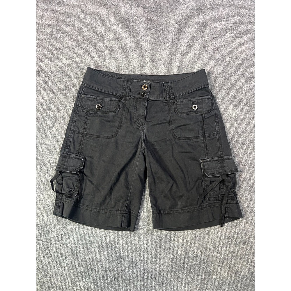White House Black Market Womens 0 Black Cargo Utility Shorts Y2K Gorpcore Pocket